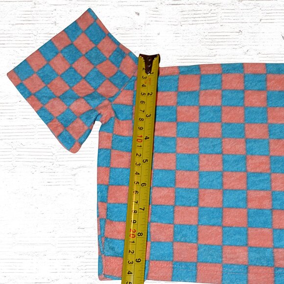 SO Off Shoulder Checkered Crop Top Blue Pink Y2K Preppy Streetwear Y2K Summer- L - Picture 5 of 7